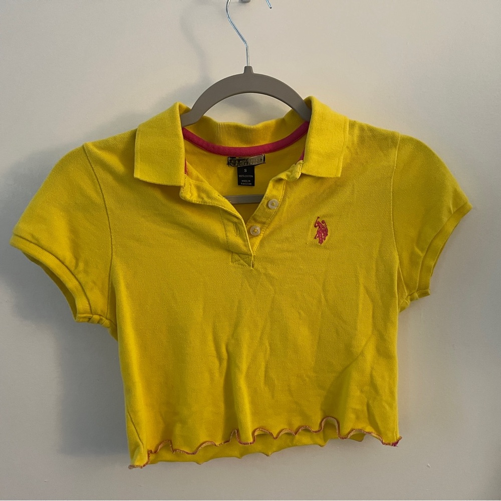 U.S. Polo Assn. Yellow Crop Top with Red Logo